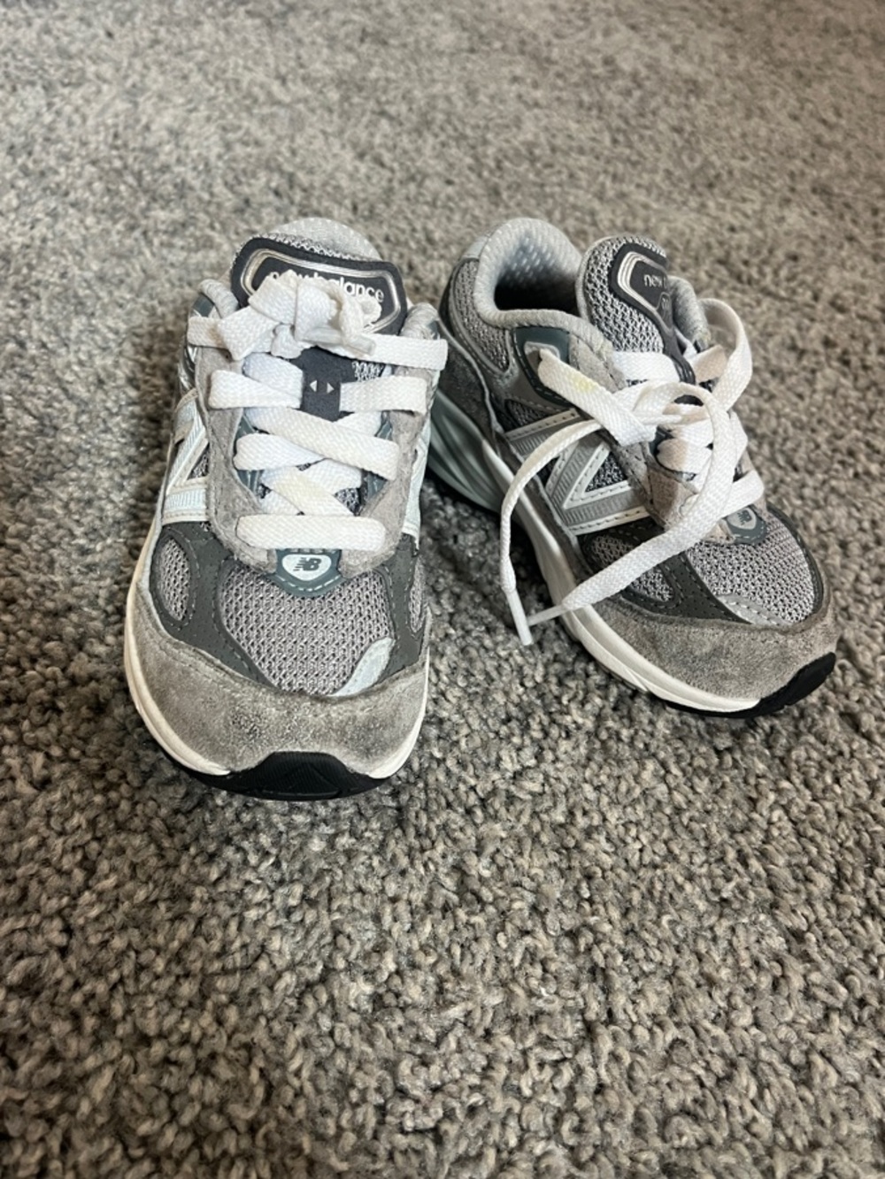 New Balance Kids Gray and White Lace-Up Sneakers